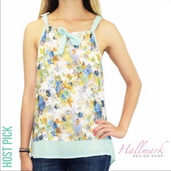 Mint Floral Halter-Like Top - Picture 3 of 3